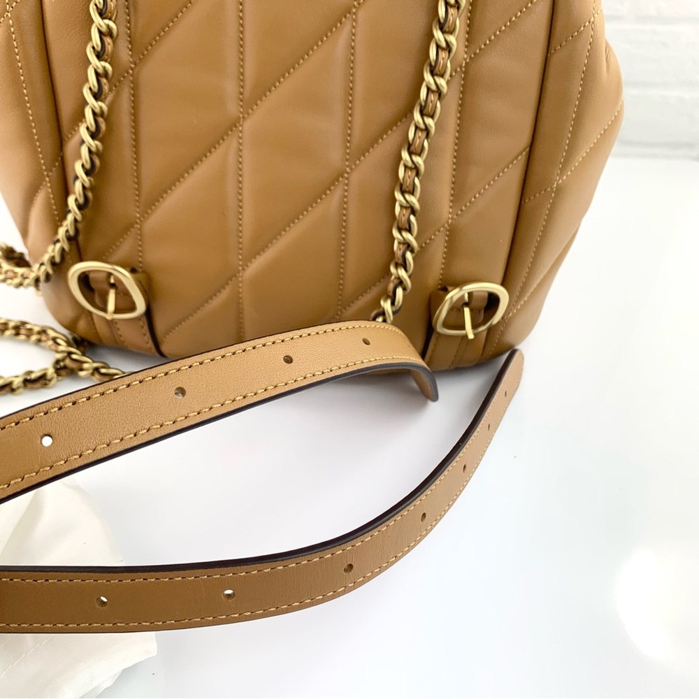 Coach Tabby Quilted Leather Convertible Backpack Honey Brown $495 - Picture 7 of 16